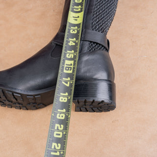 Cole Haan Women Grand Os Black Leather Almond Toe Fashion Tall Fashion Boots 7.5
