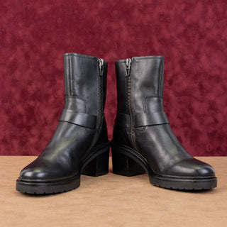 Dolce Vita Women Camro Black Leather Harness Heel Zip Ankle Boots sz 7.5