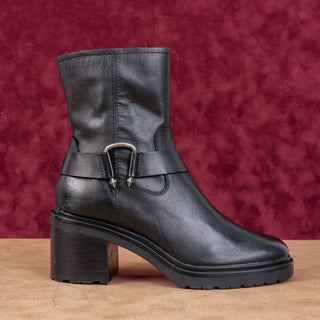 Dolce Vita Women Camro Black Leather Harness Heel Zip Ankle Boots sz 7.5