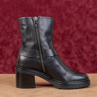 Dolce Vita Women Camro Black Leather Harness Heel Zip Ankle Boots sz 7.5