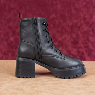 MIA Women Black Vegan Leather Zip Lace-up Festival Platform Combat Boots sz 7