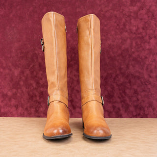 Naturalizer Women Jesse Brown Leather Wide Calf Riding Knee Tall Boots sz 12W