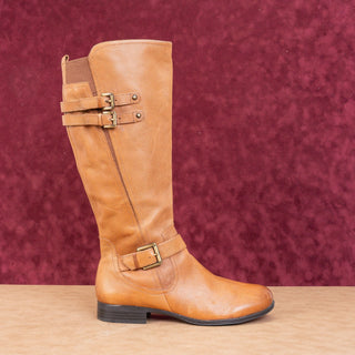 Naturalizer Women Jesse Brown Leather Wide Calf Riding Knee Tall Boots sz 12W