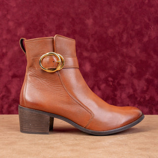 Paul Green Women Vanessa Brown Leather Dress Ankle Boots sz 10US UK7.5
