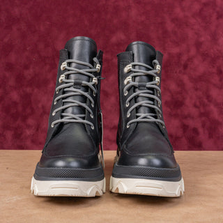 Sorel Women Brex Lace-up Waterproof White Black Leather Platform Combat Boots sz 6