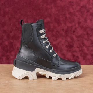 Sorel Women Brex Lace-up Waterproof White Black Leather Platform Combat Boots sz 6