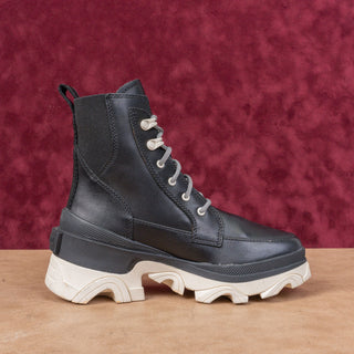 Sorel Women Brex Lace-up Waterproof White Black Leather Platform Combat Boots sz 6