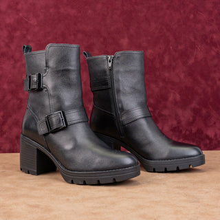 Naturalizer Women Vail Black Leather Moto Buckle Heel Ankle Boots sz 7.5