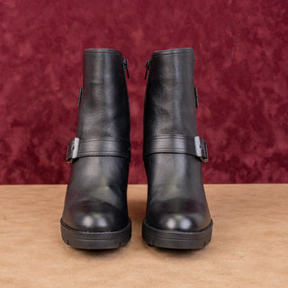 Naturalizer Women Vail Black Leather Moto Buckle Heel Ankle Boots sz 7.5