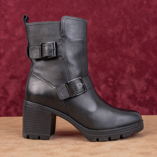 Naturalizer Women Vail Black Leather Moto Buckle Heel Ankle Boots sz 7.5