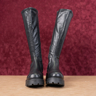 Vagabond Women Kenova Tall Black Leather Lug Festival Chunky Boots Sz 8US EUR38