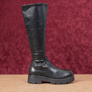 Vagabond Women Kenova Tall Black Leather Lug Festival Chunky Boots Sz 8US EUR38