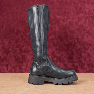 Vagabond Women Kenova Tall Black Leather Lug Festival Chunky Boots Sz 8US EUR38