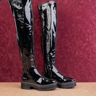 Sam Edelman Women Festival Platform Party Night Black Vegan Leather OTK Boots 8
