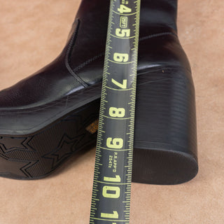 Dirty Laundry Women Black Vegan Leather Square Toe Retro Zip Ankle Boots sz 7.5