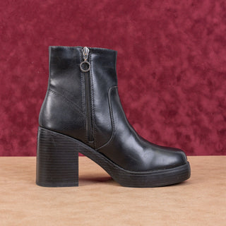 Dirty Laundry Women Black Vegan Leather Square Toe Retro Zip Ankle Boots sz 7.5