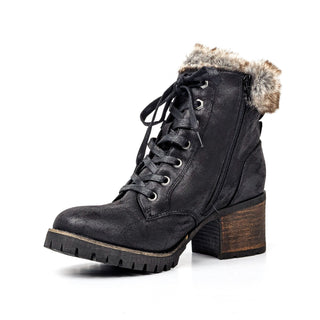 Steve Madden Women Comfort Faux Fur Fabric Zip Lace-up Winter Boots sz 8.5