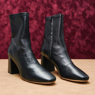 Loeffer Randall Women Elise Black Leather Office Dress Ankle Boots sz 8