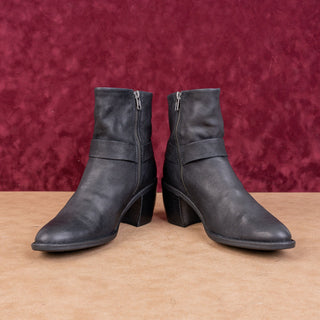 Born Women Dakota Black Leather Moto harness Heel Fashion Ankle Boots sz 9.5