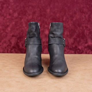 Born Women Dakota Black Leather Moto harness Heel Fashion Ankle Boots sz 9.5