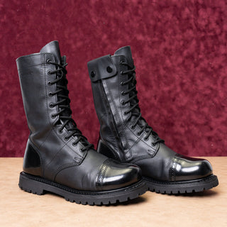Bates Men Paratrooper 11" Side Zip Wide Black Leather Combat Boots sz 9