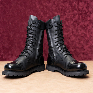 Bates Men Paratrooper 11" Side Zip Wide Black Leather Combat Boots sz 9