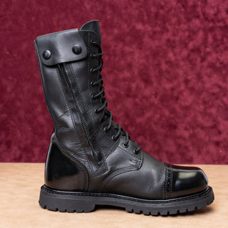 Bates Men Paratrooper 11" Side Zip Wide Black Leather Combat Boots sz 9