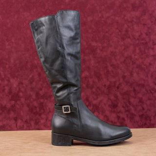 La Canadienne Women Silvana Black Leather Waterproof Buckle Zip Knee Boots sz 10