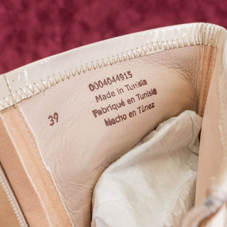 Free People Double Stack Platform Boots Cream Leather Y2K 90s Square Toe Sz 8.5