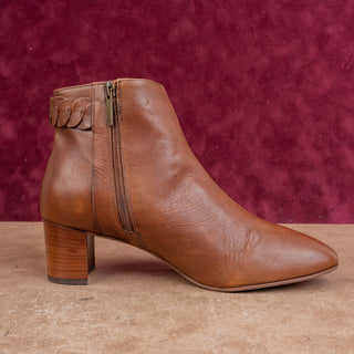 Aquatalia Women Felicia Brown Italian Leather Ankle Zip Heel Fashion Boots sz 10
