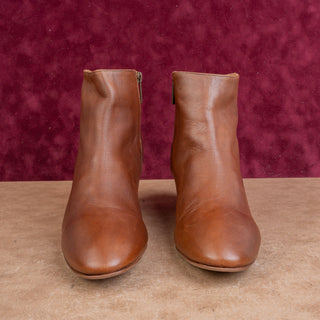 Aquatalia Women Felicia Brown Italian Leather Ankle Zip Heel Fashion Boots sz 10