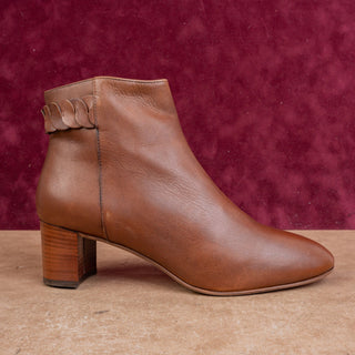Aquatalia Women Felicia Brown Italian Leather Ankle Zip Heel Fashion Boots sz 10