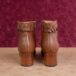 Aquatalia Women Felicia Brown Italian Leather Ankle Zip Heel Fashion Boots sz 10