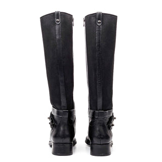 Coach Women Essex Black Leather Riding Equestrian Zip Knee Boots sz 7