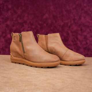 Sorel Women Evie II Wedge Slip-on Tan Nubuck Chelsea Ankle Boots size 8.5