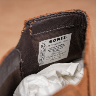 Sorel Women Evie II Wedge Slip-on Tan Nubuck Chelsea Ankle Boots size 8.5