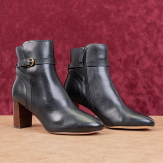 Cole Haan Women Glendale Black Leather Grand OS Dress Office Zip Ankle Boots 11