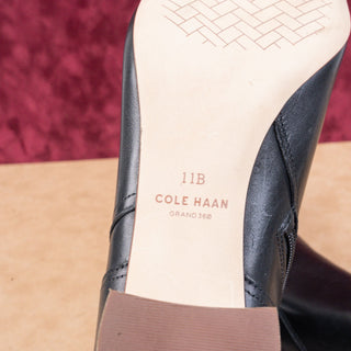 Cole Haan Women Glendale Black Leather Grand OS Dress Office Zip Ankle Boots 11