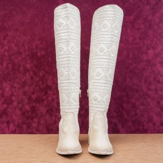 Free People Wmn Bren Textile Ivory Leather Western Boho Cottage Boots 7US EUR 37