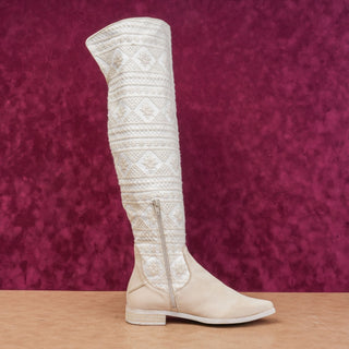 Free People Wmn Bren Textile Ivory Leather Western Boho Cottage Boots 7US EUR 37