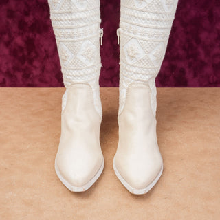 Free People Wmn Bren Textile Ivory Leather Western Boho Cottage Boots 7US EUR 37