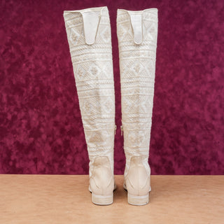 Free People Wmn Bren Textile Ivory Leather Western Boho Cottage Boots 7US EUR 37