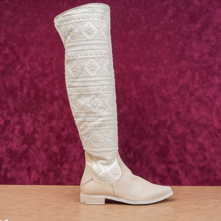 Free People Wmn Bren Textile Ivory Leather Western Boho Cottage Boots 7US EUR 37