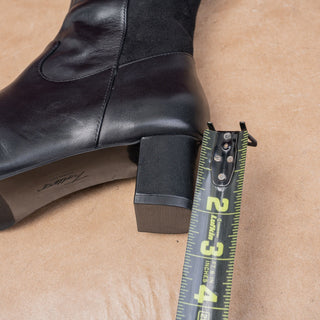 Trotters Women Kirby Black Leather Dress Heel Stretch Wide Calf Boots sz 8