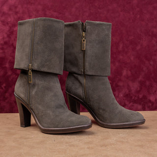 Michael Kors Women Party Grey Suede Fold Over Modern Fashion Ankle Boots sz 9