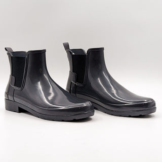 Hunter Women Chelsea Refined Slim Nebula Grey Gloss Rain Boots size 10