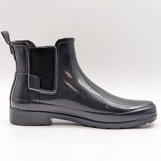 Hunter Women Chelsea Refined Slim Nebula Grey Gloss Rain Boots size 10