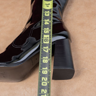 Marc Jacobs Wmn Black Patent Leather Retro Go Go Zip Square Boots 10.5US EUR41