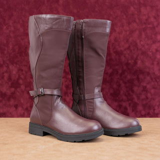 Easy Street Women Erica Burgundy Wide Calf Faux Leather Riding Knee Boots sz 10