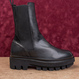 AllSaints Women Billie Black Leather Platform Festival Chelsea Boots 11US EUR41